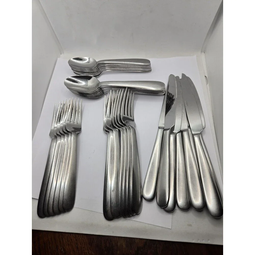 Vtg 30+ Pc Oneida Plain Thor Stainless Flatware Silverware Set Lot USA MCM